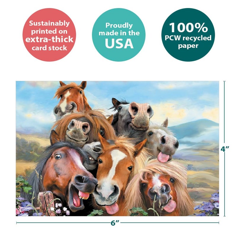 Tree-Free Greetings EcoNotes 12 Count Horses Selfie All Occasion Notecard Set with Envelopes, 4 x 6 Inches (FS56896) - Image 4